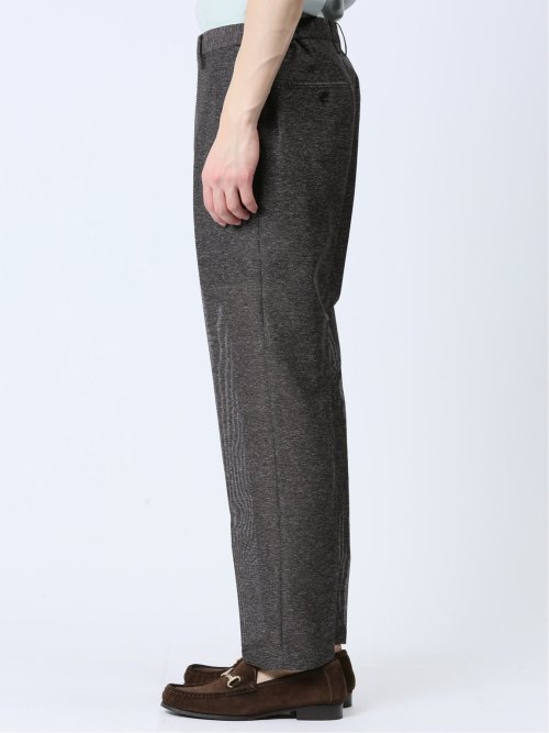 TechLinen スリムフィット ノータックパンツ 茶(セットアップ可能)