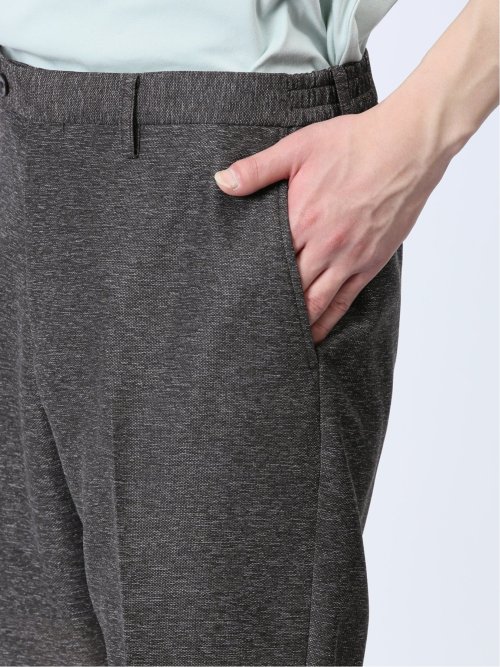 TechLinen スリムフィット ノータックパンツ 茶(セットアップ可能)