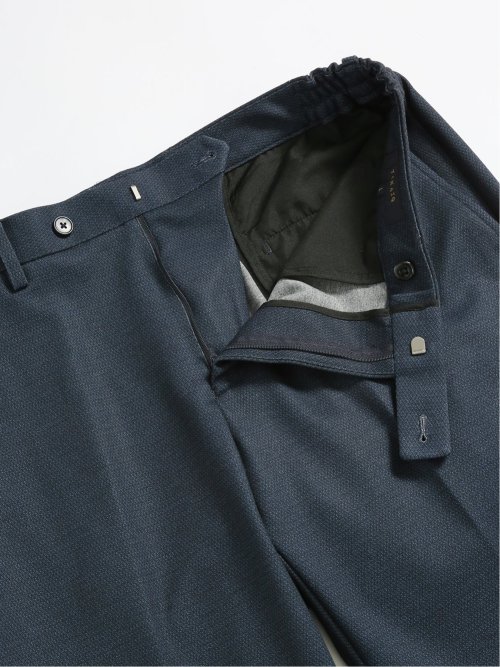 TECH-MOVE スリムフィット ノータックパンツ バーズアイ紺