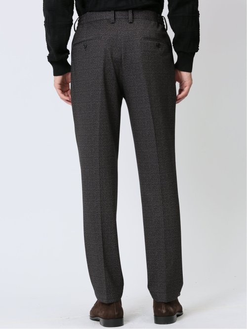 TechMove スリムフィット ノータックパンツ 組織茶(セットアップ可能)