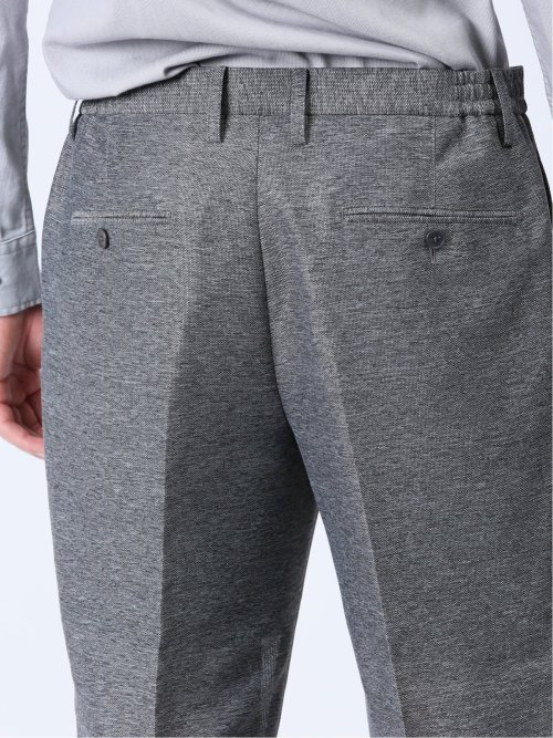 TechLinen スリムフィット ノータックパンツ グレー(セットアップ可能)