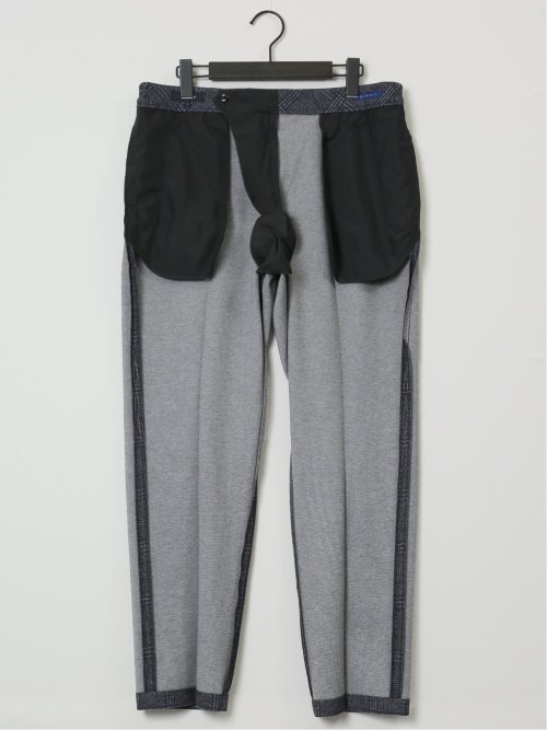 TechMove スリムフィット ノータックパンツ チェック紺(セットアップ可能)