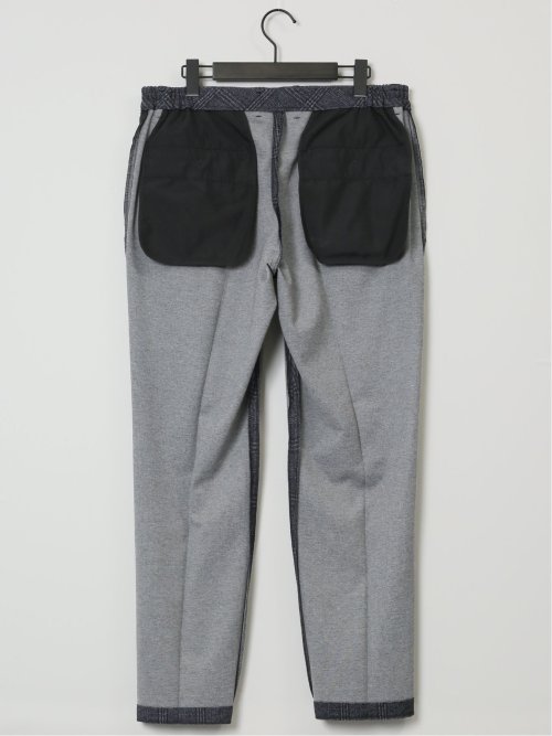 TechMove スリムフィット ノータックパンツ チェック紺(セットアップ可能)