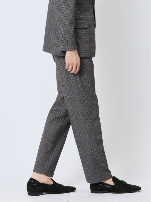 TechMove スリムフィット ノータックパンツ 千鳥ライトグレー(セットアップ可能)