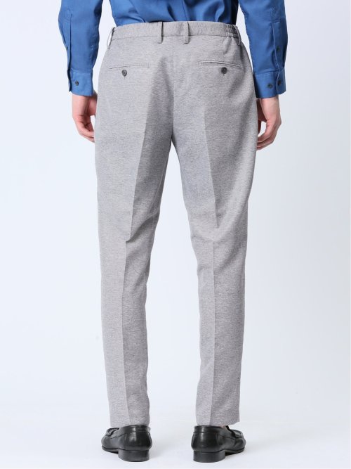 TechLinen スリムフィット ノータックパンツ ライトグレー(セットアップ可能)
