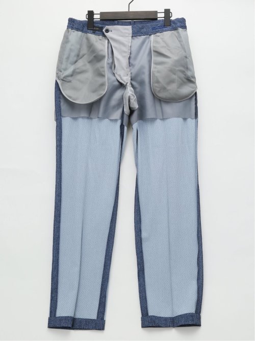 TechDenim スリムフィット ノータックパンツ 青(セットアップ可能)