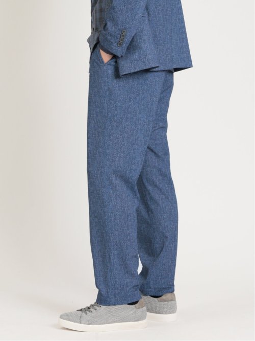 TechDenim スリムフィット ノータックパンツ 青(セットアップ可能)