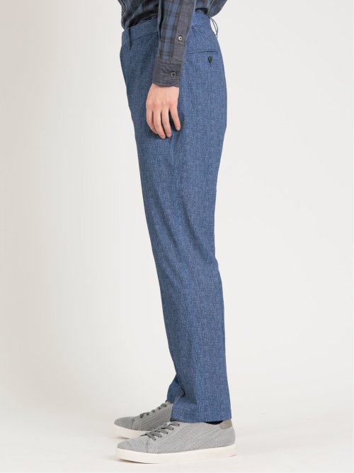 TechDenim スリムフィット ノータックパンツ 青(セットアップ可能)