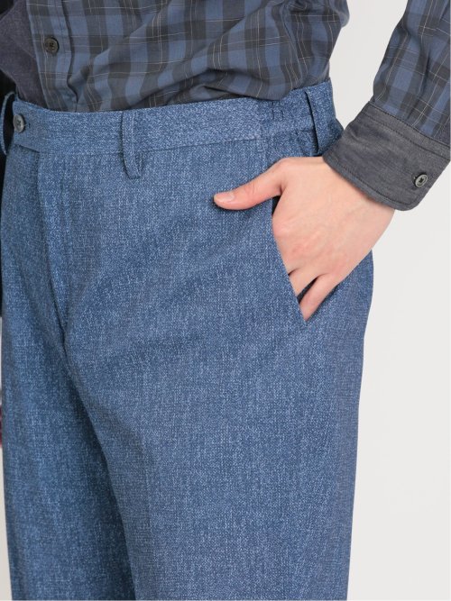 TechDenim スリムフィット ノータックパンツ 青(セットアップ可能)
