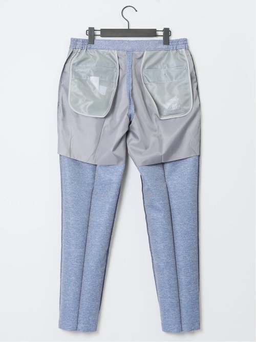 TechLinen スリムフィット ノータックパンツ 青(セットアップ可能)