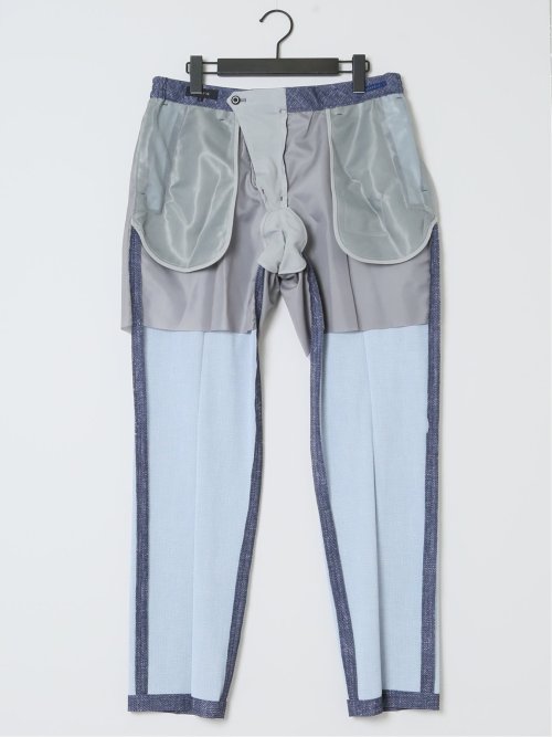 TechDenim スリムフィット ノータックパンツ 紺(セットアップ可能)