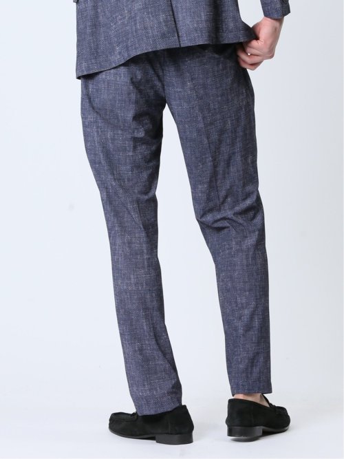 TechDenim スリムフィット ノータックパンツ 紺(セットアップ可能)