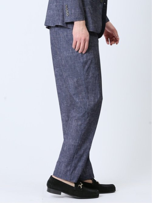 TechDenim スリムフィット ノータックパンツ 紺(セットアップ可能)