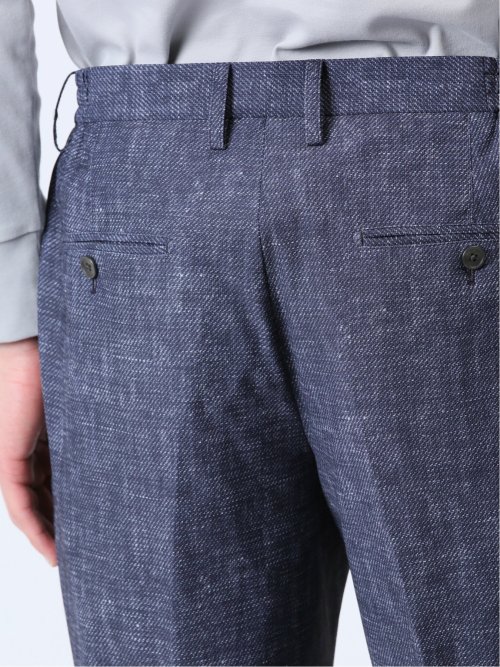 TechDenim スリムフィット ノータックパンツ 紺(セットアップ可能)