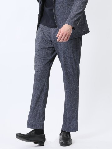 TechDenim スリムフィット ノータックパンツ 紺（セットアップ可能）