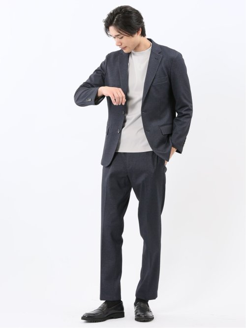 TechMove スリムフィット ノータックパンツ カルゼ紺(セットアップ可能)