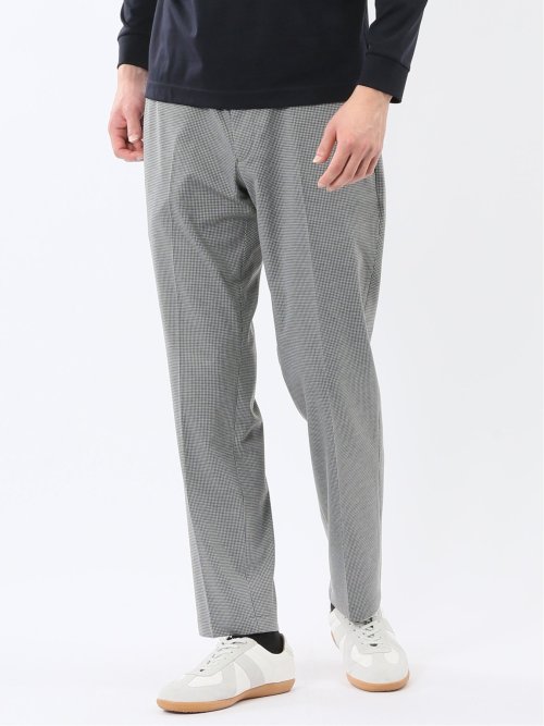 Woolen Tec On スリムフィット ノータックパンツ へリンボン青