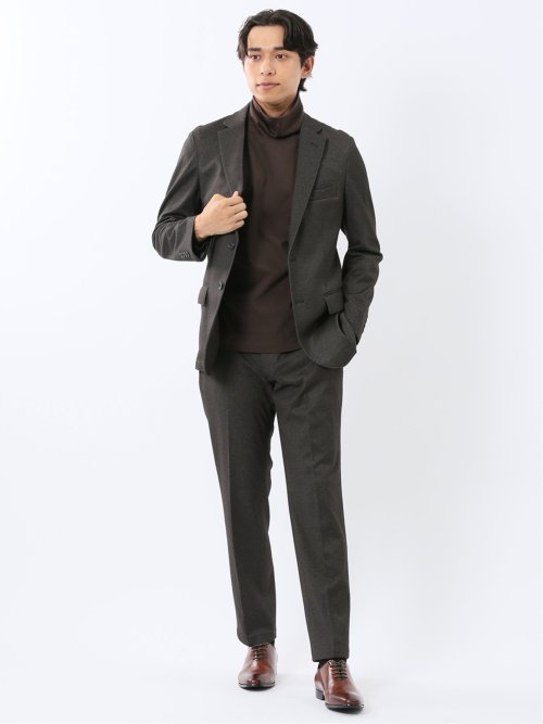 TechMove スリムフィット ノータックパンツ カルゼ茶(セットアップ可能)