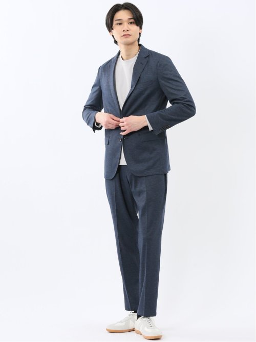 ストレッチポンチ スリムフィット ノータックスラックス 紺(セットアップ可能)