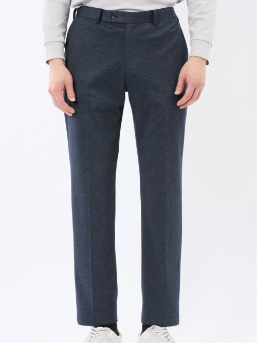 ストレッチポンチ スリムフィット ノータックスラックス 紺(セットアップ可能)