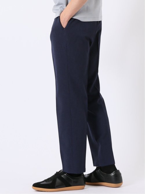 リネン調 スリムフィット ノータックパンツ 紺(セットアップ可能)