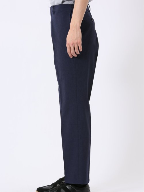 リネン調 スリムフィット ノータックパンツ 紺(セットアップ可能)