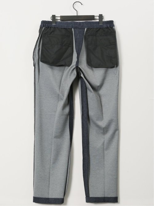 TechMove スリムフィット ノータックパンツ チェック紺(セットアップ可能)