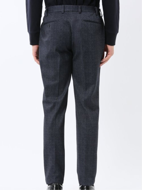 TechMove スリムフィット ノータックパンツ チェック紺(セットアップ可能)