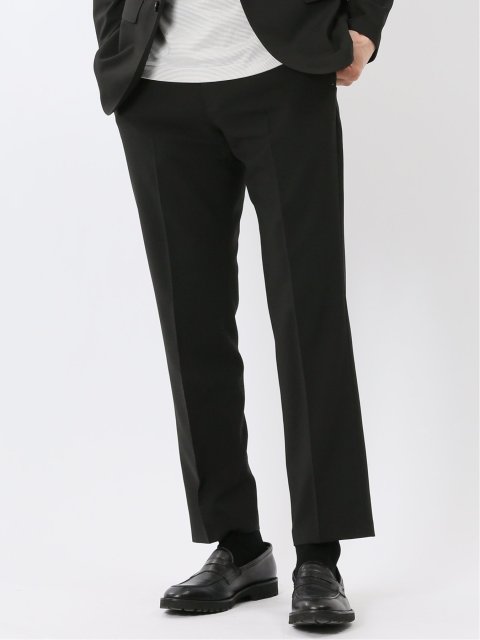 接触冷感 吸湿速乾 スリムフィット ノータック パンツ 黒(セットアップ可能)