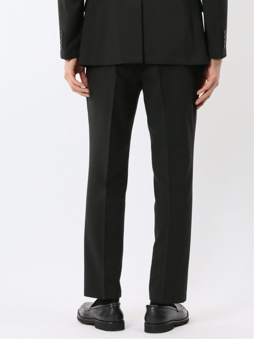 接触冷感 吸湿速乾 スリムフィット ノータックパンツ 黒(セットアップ可能)