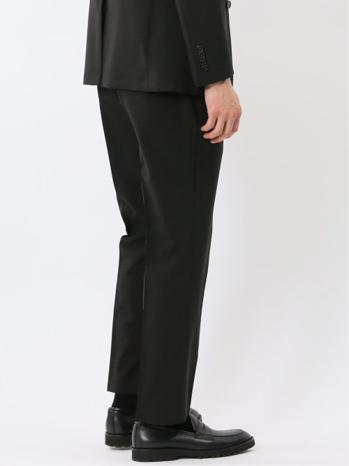 接触冷感 吸湿速乾 スリムフィット ノータックパンツ 黒(セットアップ可能)