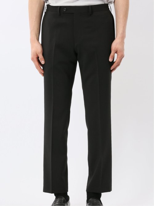 接触冷感 吸湿速乾 スリムフィット ノータックパンツ 黒(セットアップ可能)