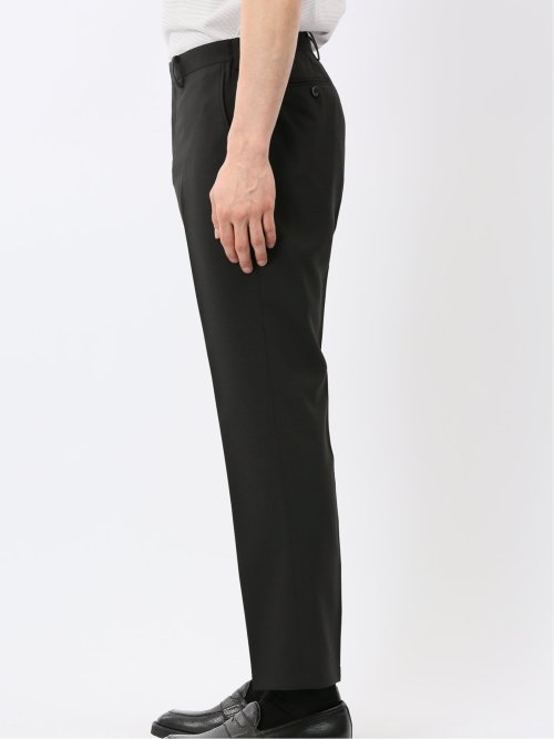 接触冷感 吸湿速乾 スリムフィット ノータックパンツ 黒(セットアップ可能)