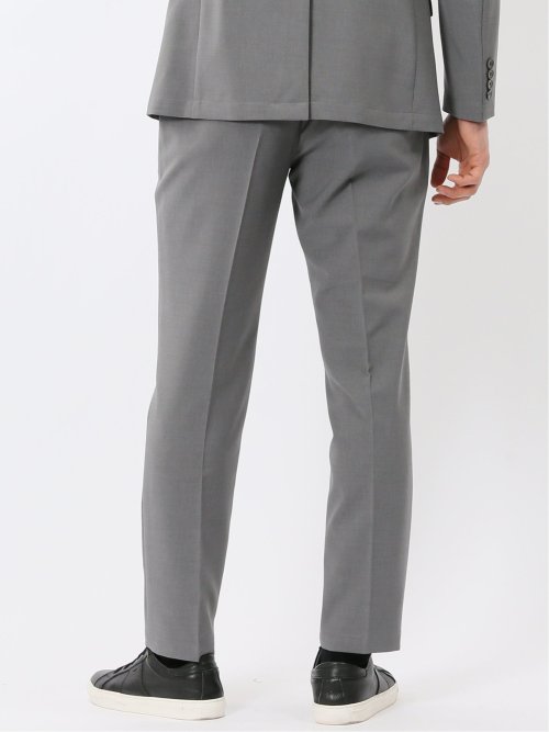 接触冷感 吸湿速乾 スリムフィット ノータックパンツ グレー(セットアップ可能)