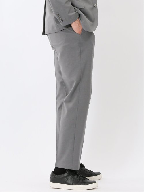 接触冷感 吸湿速乾 スリムフィット ノータックパンツ グレー(セットアップ可能)