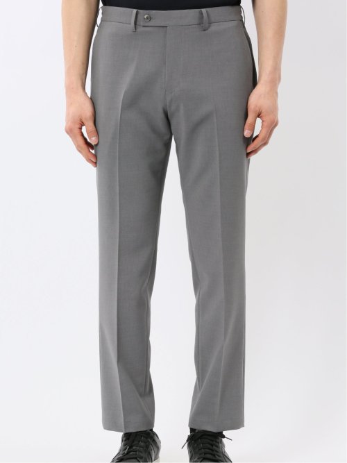 接触冷感 吸湿速乾 スリムフィット ノータックパンツ グレー(セットアップ可能)