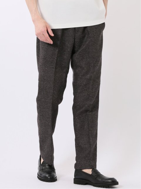 TechLinen スリムフィット ノータック パンツ 茶(セットアップ可能)