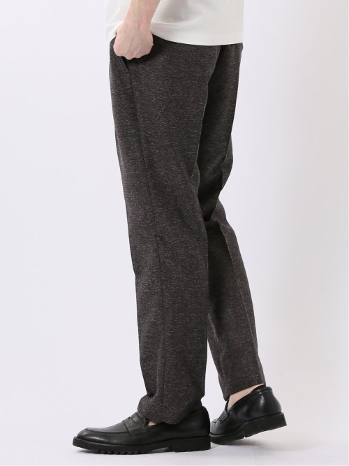 TechLinen スリムフィット ノータック パンツ 茶(セットアップ可能)(S