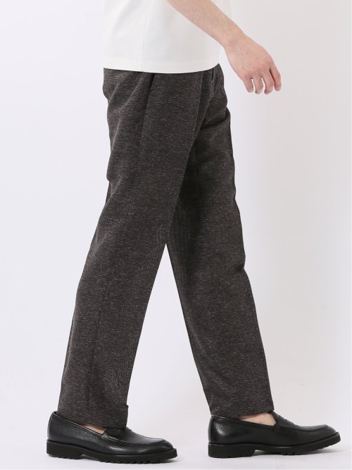 TechLinen スリムフィット ノータック パンツ 茶(セットアップ可能)(S