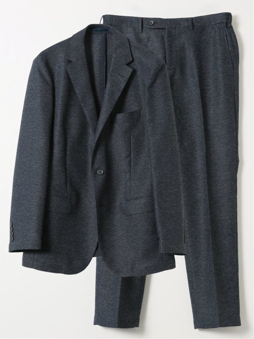 TechLinen スリムフィット ノータック パンツ 紺(セットアップ可能)