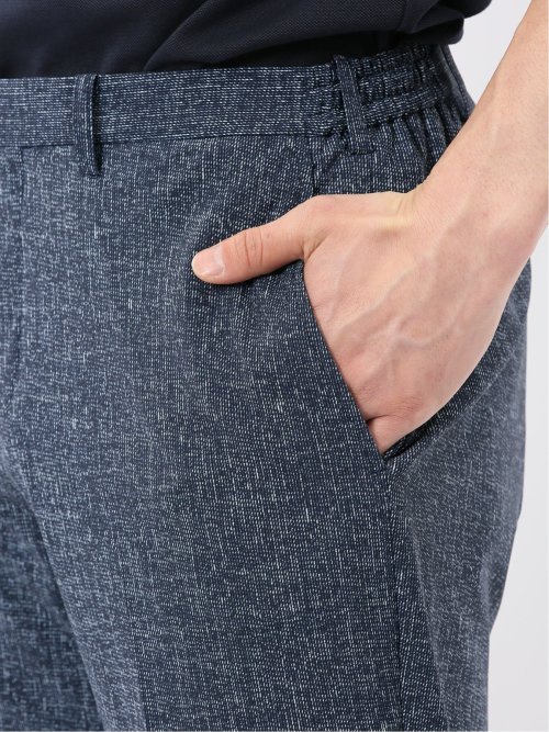 TechCool スリムフィット ノータック パンツ 紺(セットアップ可能)