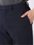 ストレッチ ウォッシャブル ブロックサッカー スリムフィット ノータック パンツ 紺(セットアップ可能)