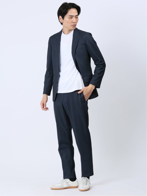 デニム調 スリムフィット ノータックパンツ(セットアップ可能)