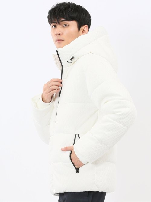 カットジャガード フーデッド 中綿ブルゾン
