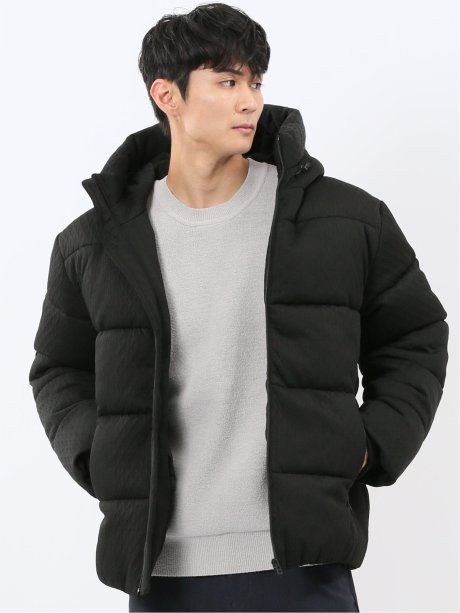 カットジャガード フーデッド 中綿ブルゾン