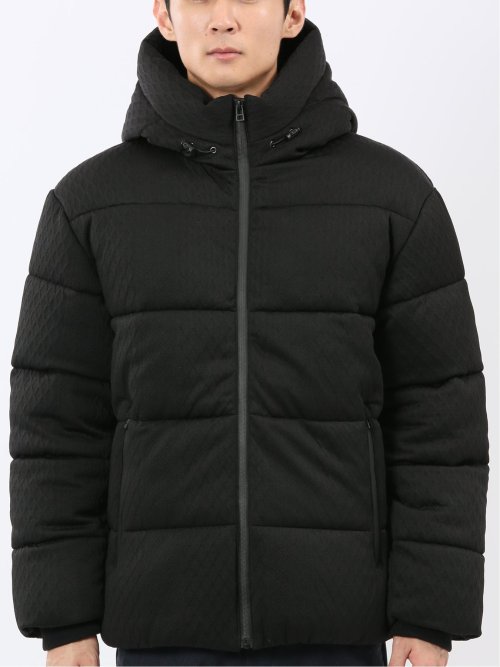 カットジャガード フーデッド 中綿ブルゾン(M 05黒): アウター/コート