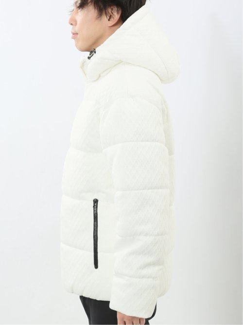 カットジャガード フード脱着 中綿ブルゾン(M 01白): アウター/コート