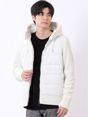 ブルゾン アウター メンズ フード ダブルファスナー 中綿 × ニット ハイブリッド コンビ