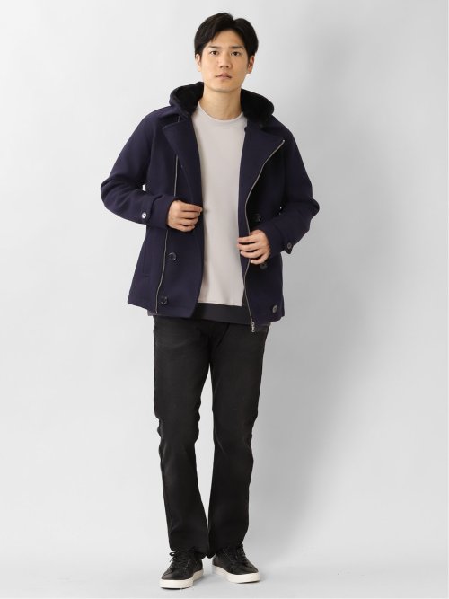 ウールライク フード着脱ピーコート