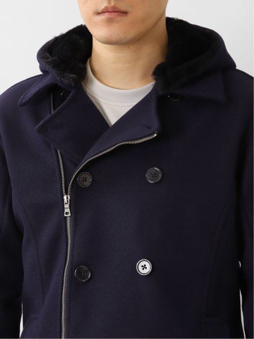 ウールライク フード着脱ピーコート